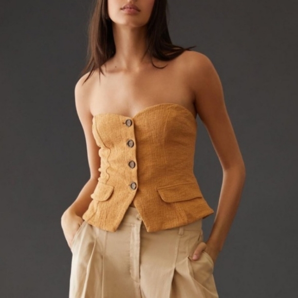 Anthropologie Tops - Anthropologie Tailored Corset Tube Top Nwt XL
